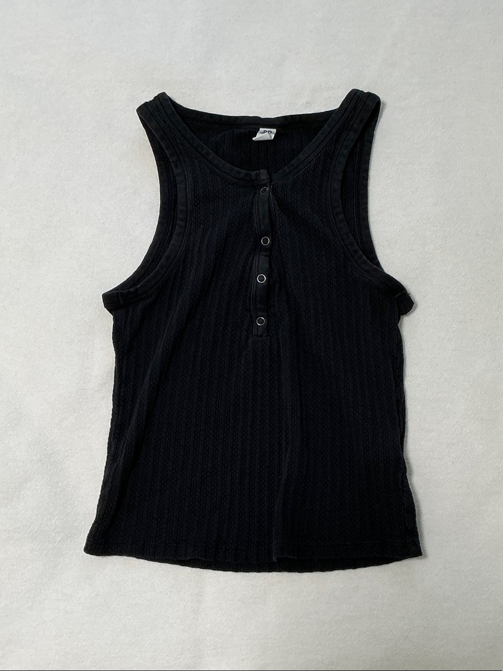 bp Black Ribbed Henley Tank - Women's